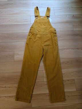 Dotty Dungarees Mustard Yellow Corduroy Overalls - Women's, Size Medium